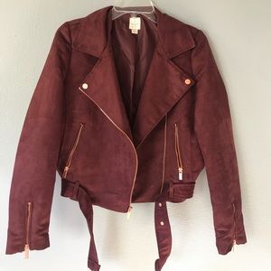 purple suede motorcycle jacket